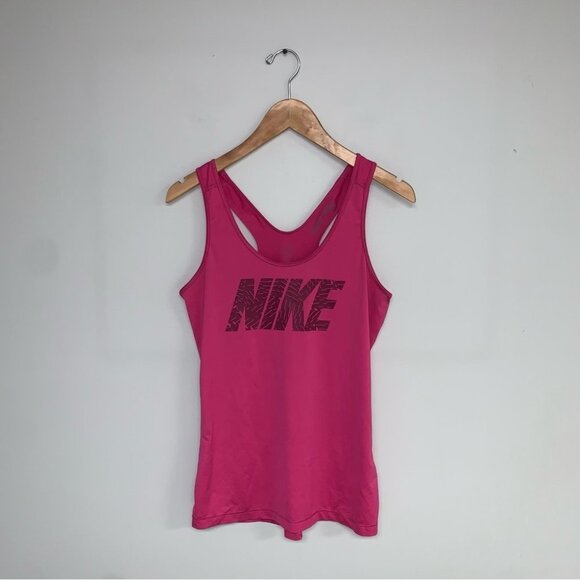 Nike Pro Tank ‎ Top Women’s Size Medium Pink Magenta Logo Racerback Athletic Fit - Picture 2 of 6